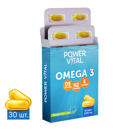 Омега-3 капсулы (Омега-3, витамин D3, витамин K2 и витамин E) – 30 капсул